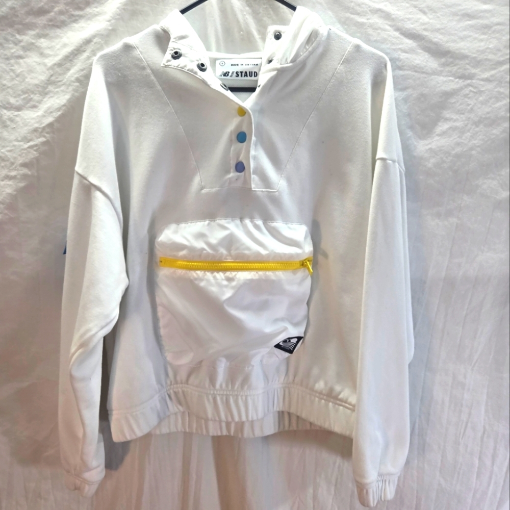 NEW BALANCE x Staud Women's Small Colorblock Windbreaker Hoodie Sweatshirt - Picture 2 of 6